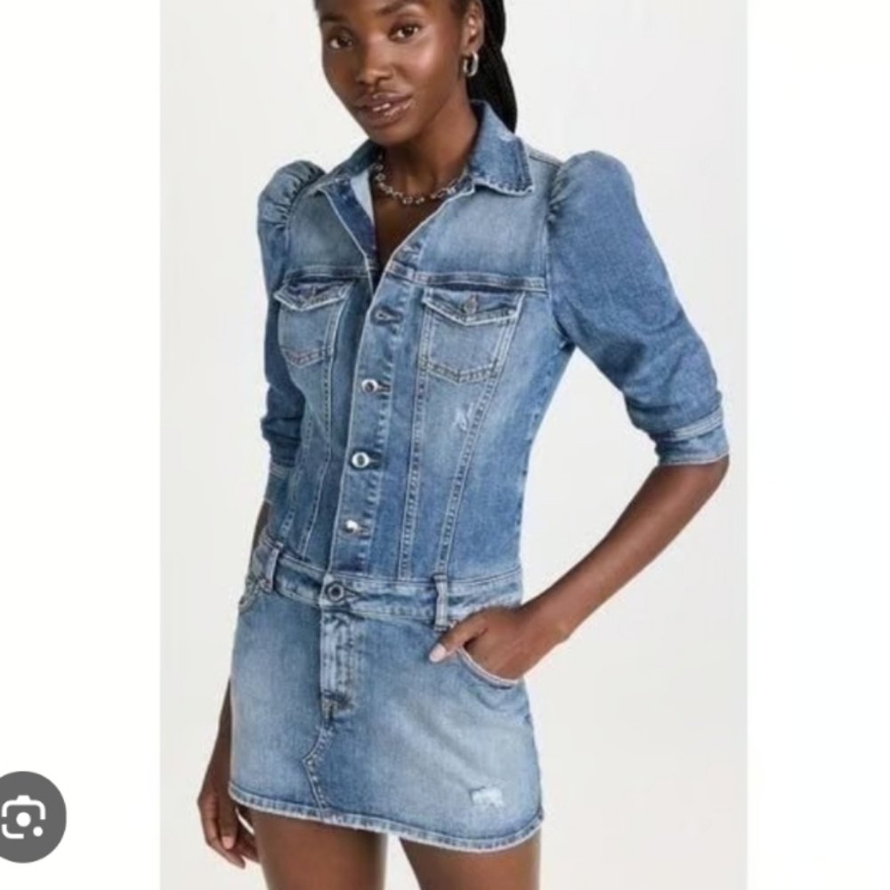 Retrofete Sibi Puff Sleeve Denim Mini Dress